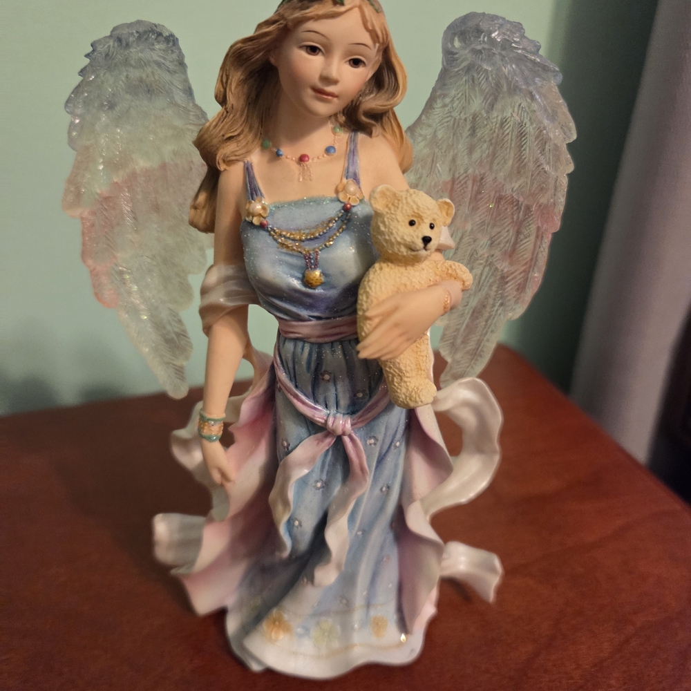 Angel Figurine with Teddy Bear